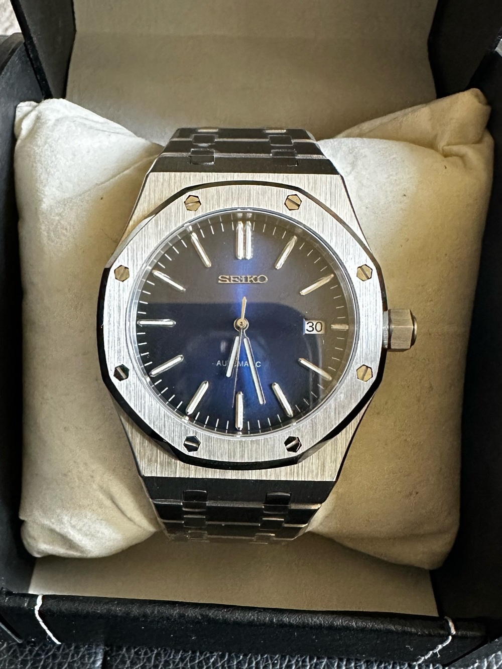 Seiko Mod Watch Royal Oak (Custom Built Steel Royal Oak Inspired - Blue Dial)